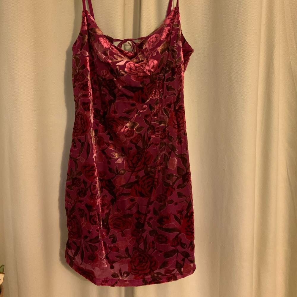 Velvet pink floral dress